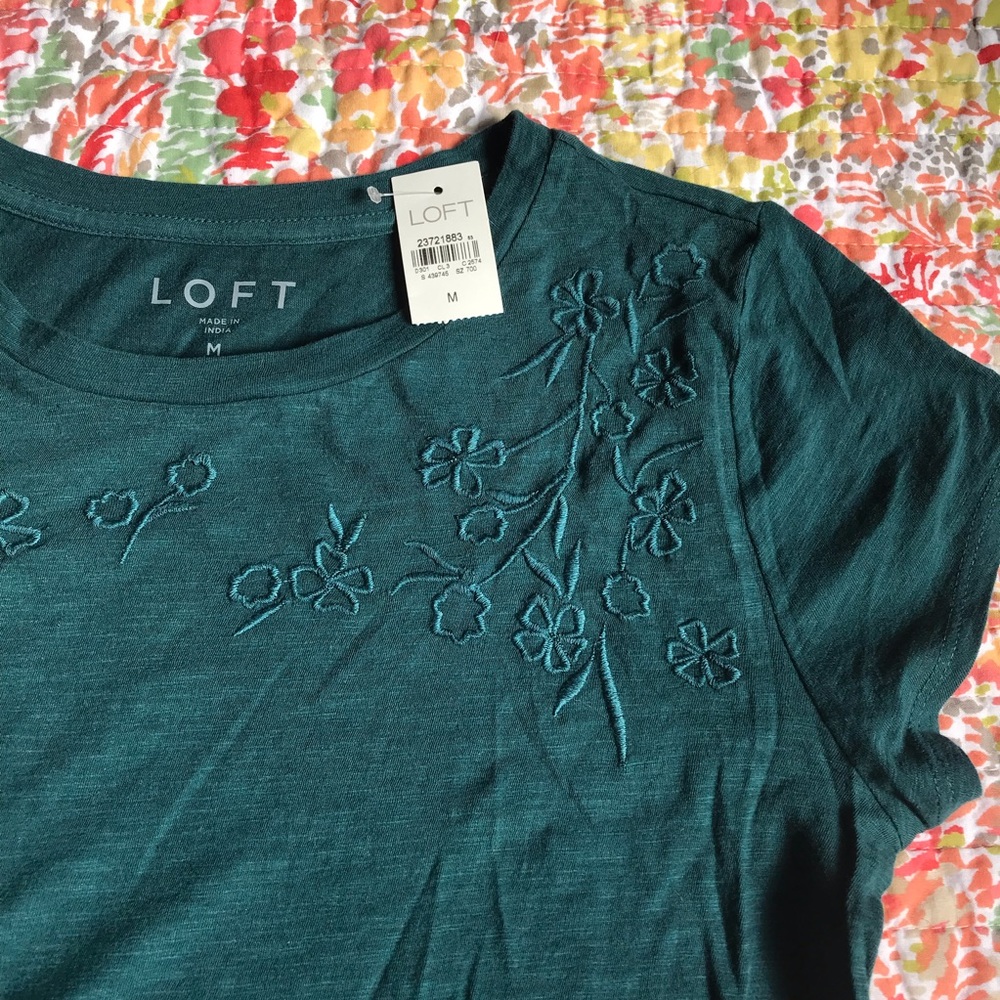 LOFT Floral Embroidered Vintage Soft Tee